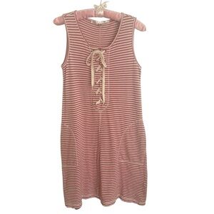 Max Studio Red/White striped sleeveless dress